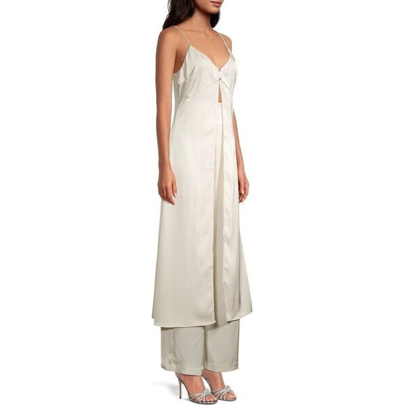 Line & Dot Jordey Pants in Ivory XSmall New Womens Satin Wide Leg Trousers - Picture 8 of 9